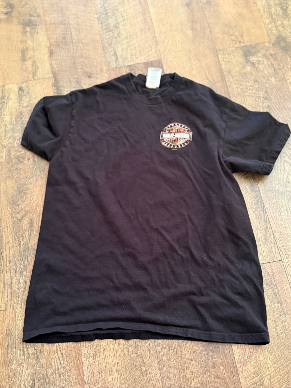Harley-Davidson Black Short Sleeve Tee with Orange Logo Accent